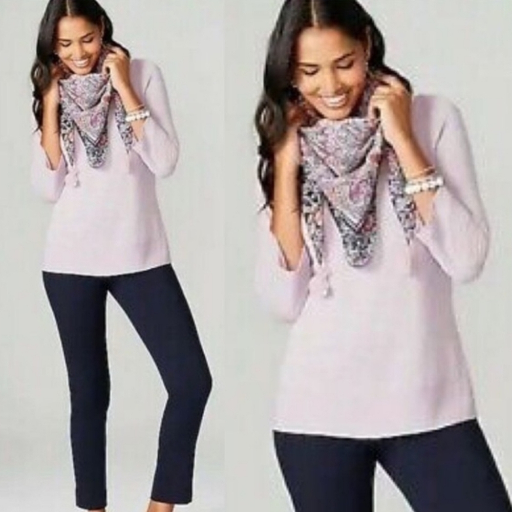 J. Jill Caroline Pale Orchid Linen Blend Sheer Boatneck‎ Blouse BNWT Size XS
